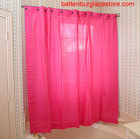 Fuchsia Rose Pink Hemstitch Shower Curtain